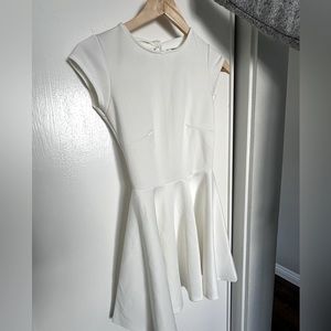 LIKE NEW Boohoo White Sleeve Cap Mini A-Line Dress with Tie on Back, Size S